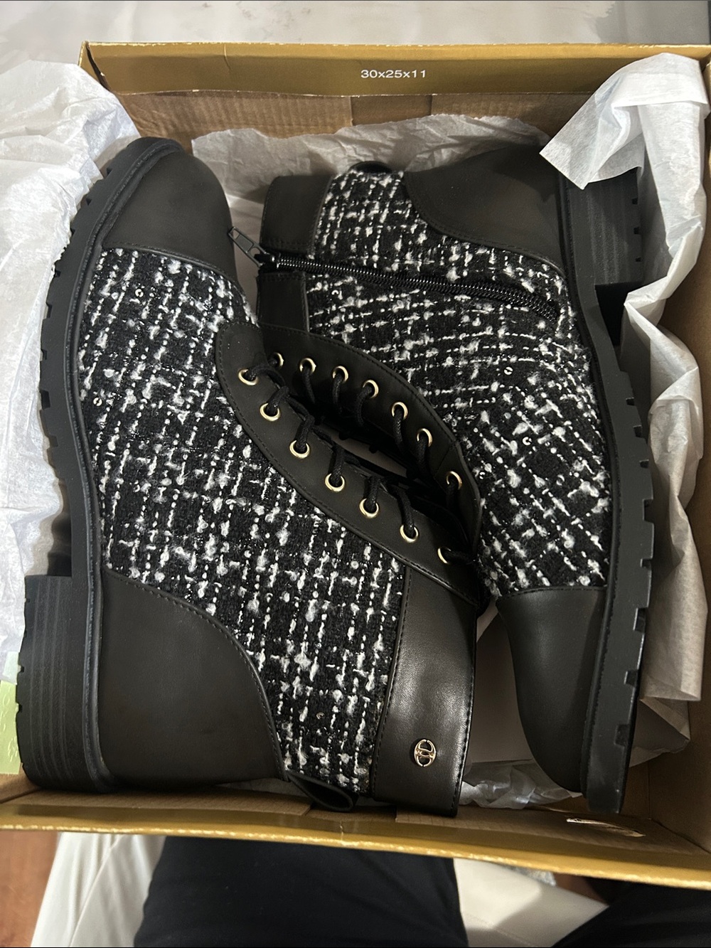 Charter club Stylish Black Tweed Lace-Up women’s Boots